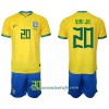 Conjunto (Camiseta+Pantalón Corto) Brasil Vini JR 20 Primera Equipación Mundial 2022 - Niño